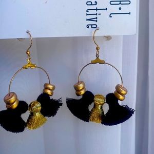 Reb L Creative Black & Gold Earrings